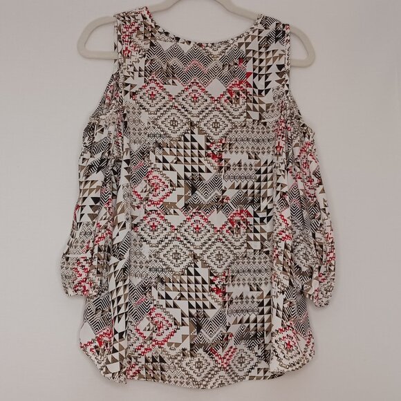 Women's Lightweight Shoulderless top with fun patchwork print - Picture 2 of 7